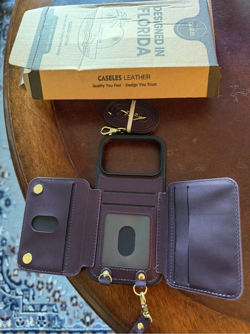 Scarlett Purple Wallet Crossbody Phone Case with Zippered Pocket & Strap